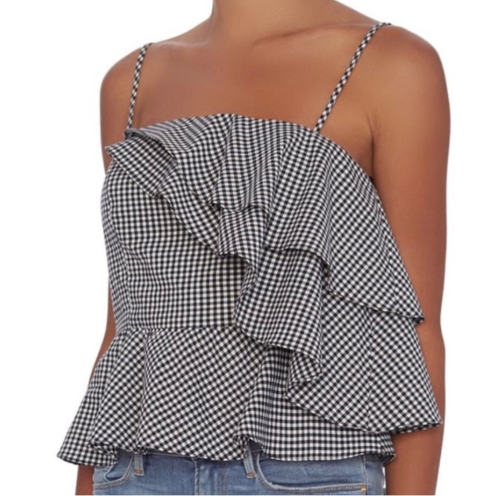 Intermix Gingham Asymmetrical Top